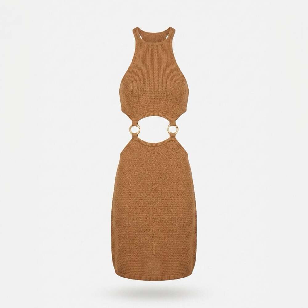 Lovers + Friends Francesca Tan Cutout Knit Mini Dress